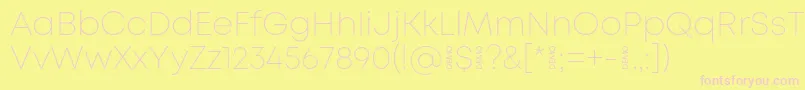 MontExtralightdemo Font – Pink Fonts on Yellow Background