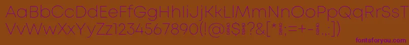 MontExtralightdemo Font – Purple Fonts on Brown Background