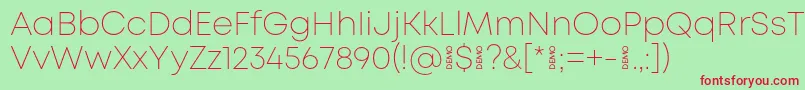 MontExtralightdemo Font – Red Fonts on Green Background