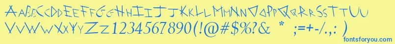 ArrowheadIShahaItalicフォントについての詳細 フォントArrowheadIShahaItalic – 青い文字が黄色の背景にあります。