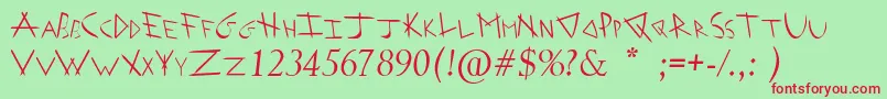 Fonte ArrowheadIShahaItalic – fontes vermelhas em um fundo verde