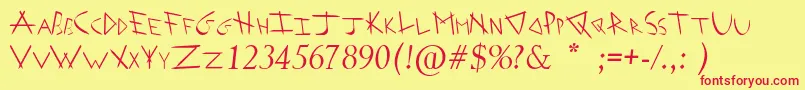 ArrowheadIShahaItalic-fontti – punaiset fontit keltaisella taustalla