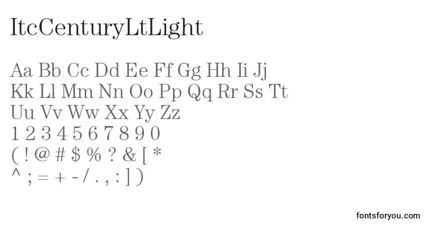 A fonte ItcCenturyLtLight – alfabeto, números, caracteres especiais