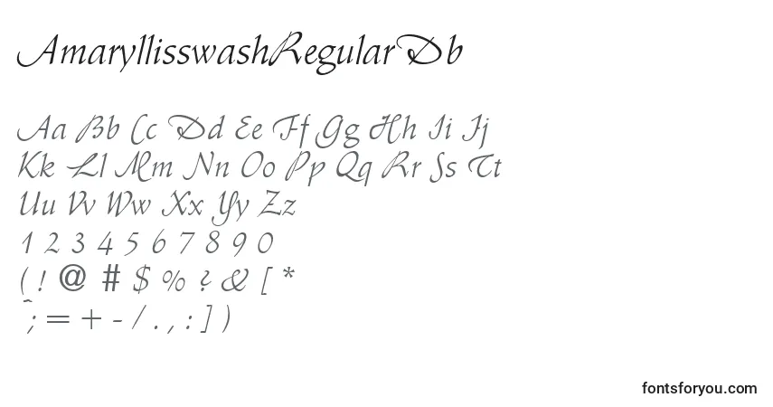 A fonte AmaryllisswashRegularDb – alfabeto, números, caracteres especiais