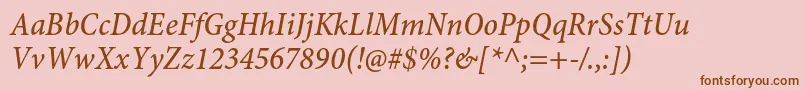 MinionproMediumcnitcapt Font – Brown Fonts on Pink Background