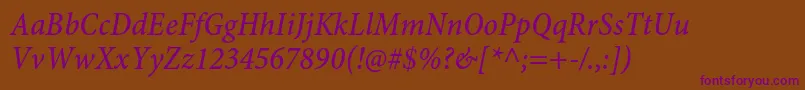 MinionproMediumcnitcapt Font – Purple Fonts on Brown Background