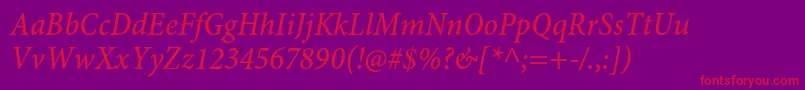 MinionproMediumcnitcapt Font – Red Fonts on Purple Background