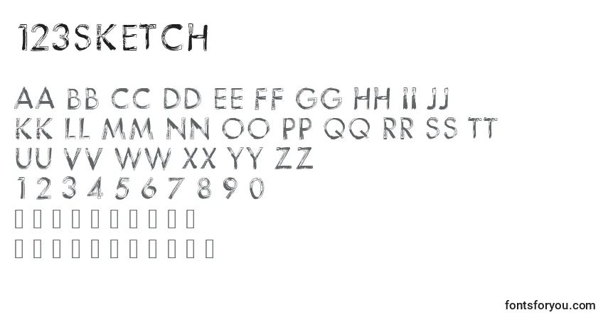 A fonte 123sketch – alfabeto, números, caracteres especiais