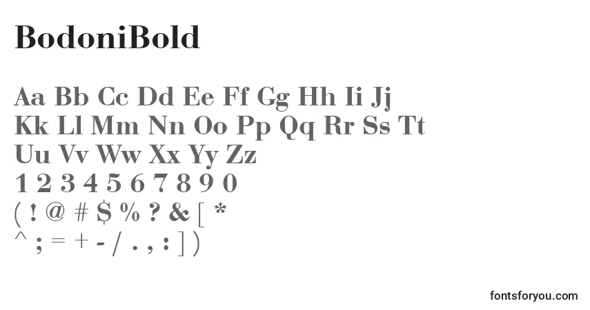 Fuente BodoniBold - alfabeto, números, caracteres especiales