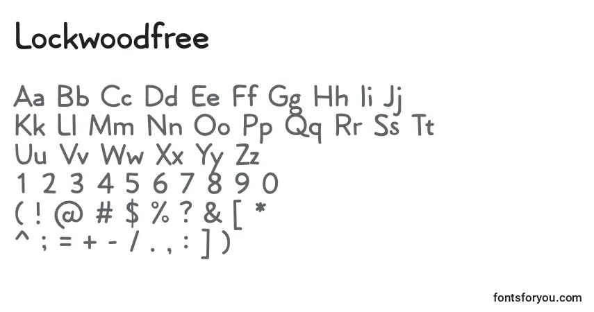 Czcionka Lockwoodfree – alfabet, cyfry, specjalne znaki