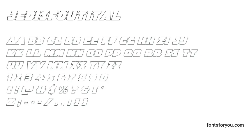 Czcionka Jedisfoutital – alfabet, cyfry, specjalne znaki