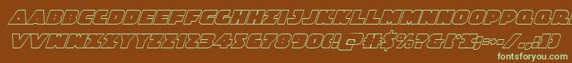 フォントJedisfoutital – 緑色の文字が茶色の背景にあります。