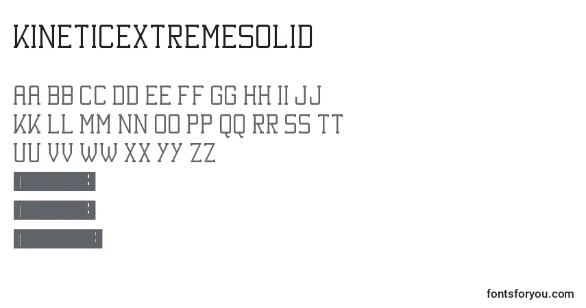 A fonte KineticExtremeSolid – alfabeto, números, caracteres especiais