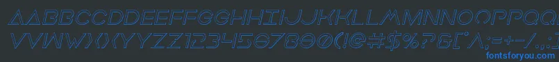 Earthorbiteroutital-Schriftart – Blaue Schriften auf schwarzem Hintergrund