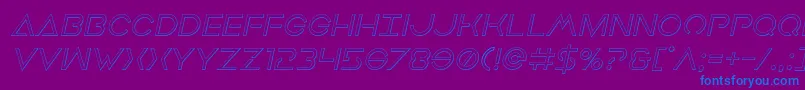 Earthorbiteroutital-Schriftart – Blaue Schriften auf violettem Hintergrund