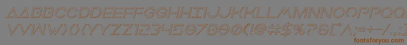 フォントEarthorbiteroutital – 茶色の文字が灰色の背景にあります。
