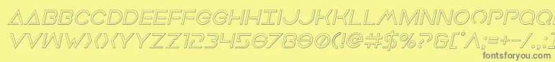 Weitere Informationen zur Earthorbiteroutital-Schriftart Earthorbiteroutital-Schriftart – Graue Schriften auf gelbem Hintergrund