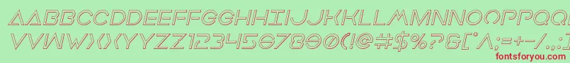 フォントEarthorbiteroutital – 赤い文字の緑の背景