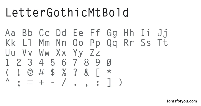 Шрифт LetterGothicMtBold – алфавит, цифры, специальные символы