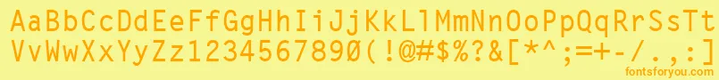 LetterGothicMtBold-fontti – oranssit fontit keltaisella taustalla