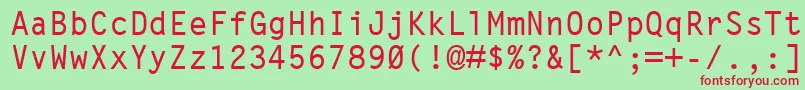 LetterGothicMtBold-fontti – punaiset fontit vihreällä taustalla