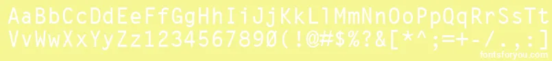 LetterGothicMtBold-fontti – valkoiset fontit keltaisella taustalla