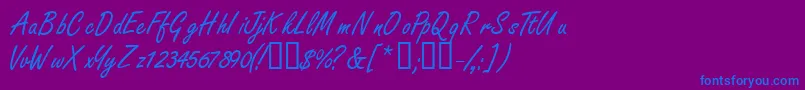 Nanoscriptssk-Schriftart – Blaue Schriften auf violettem Hintergrund