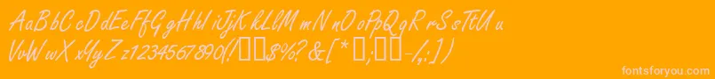 Nanoscriptssk-Schriftart – Rosa Schriften auf orangefarbenem Hintergrund