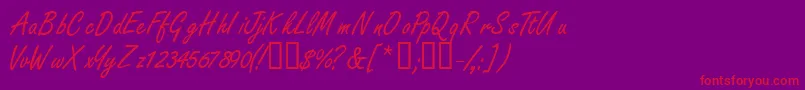 Nanoscriptssk-Schriftart – Rote Schriften auf violettem Hintergrund