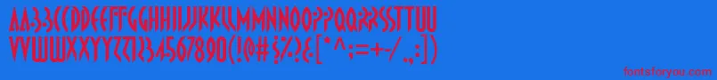 Propaniac Font – Red Fonts on Blue Background