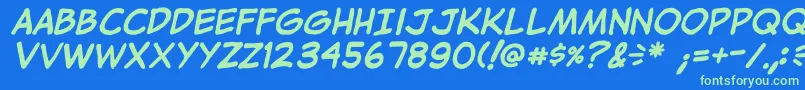 JibbajabbaBold Font – Green Fonts on Blue Background