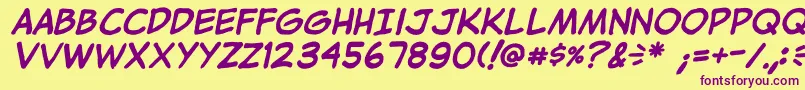 JibbajabbaBold Font – Purple Fonts on Yellow Background