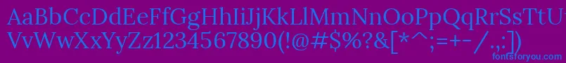 フォントLoraRegular – 紫色の背景に青い文字