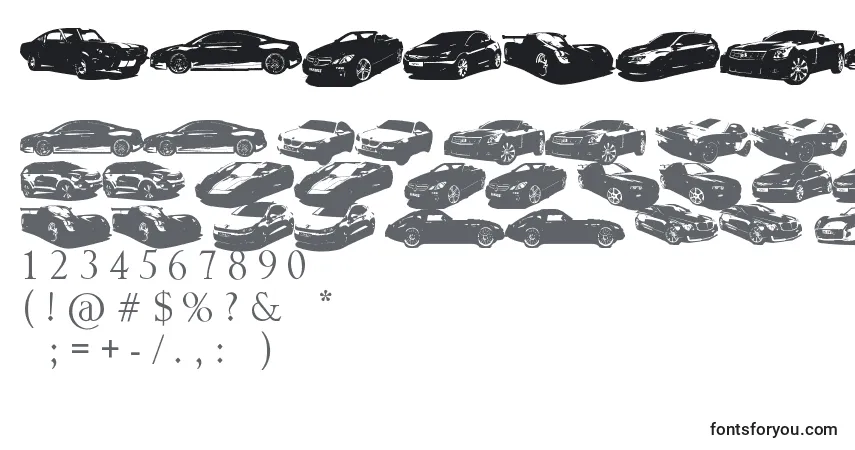 FamousCars-fontti – aakkoset, numerot, erikoismerkit