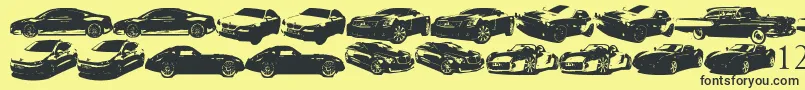 Czcionka FamousCars – czarne czcionki na żółtym tle