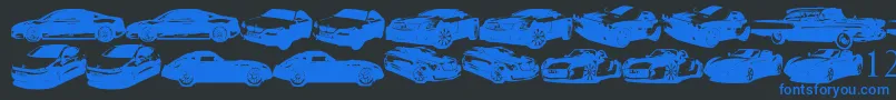 FamousCars Font – Blue Fonts on Black Background
