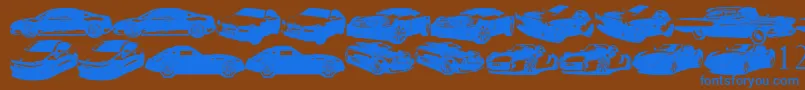 FamousCars Font – Blue Fonts on Brown Background