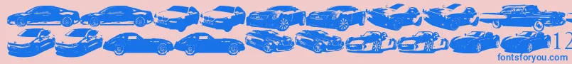 フォントFamousCars – ピンクの背景に青い文字