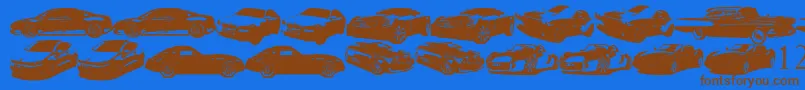 FamousCars Font – Brown Fonts on Blue Background