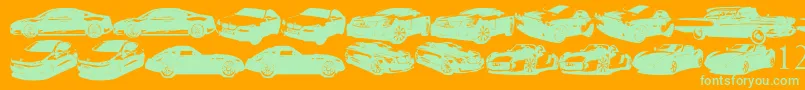 FamousCars Font – Green Fonts on Orange Background