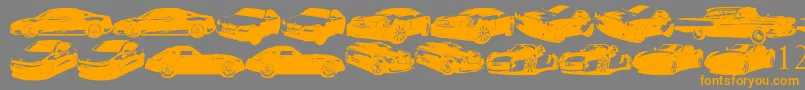 FamousCars-Schriftart – Orangefarbene Schriften auf grauem Hintergrund