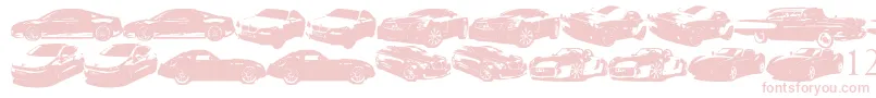 FamousCars-fontti – vaaleanpunaiset fontit valkoisella taustalla