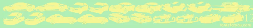 FamousCars Font – Yellow Fonts on Green Background