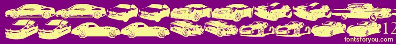 FamousCars Font – Yellow Fonts on Purple Background