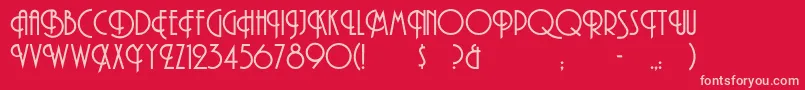 TibetRegular-fontti – vaaleanpunaiset fontit punaisella taustalla