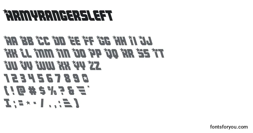 Шрифт Armyrangersleft – алфавит, цифры, специальные символы