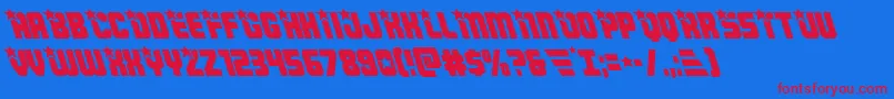 Armyrangersleft-Schriftart – Rote Schriften auf blauem Hintergrund