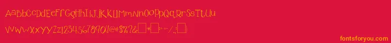 2peasGlitterGirl Font – Orange Fonts on Red Background