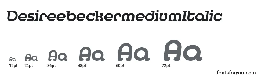 Размеры шрифта DesireebeckermediumItalic