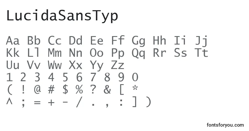 Fuente LucidaSansTyp - alfabeto, números, caracteres especiales